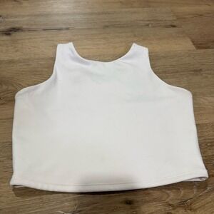 Cozi Womens White High Neck Racerback Activewear Crop Top Tank Size Small